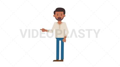 Indian Casual Man Pointing Left Stock Animation