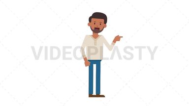 Indian Casual Man Pointing Right Stock Animation