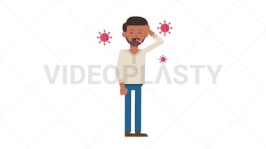 Indian Casual Man Sick with Covid Stock Animation