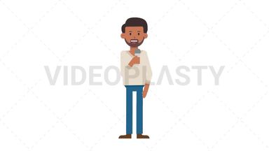 Indian Casual Man Talking on Microphone Stock Animation
