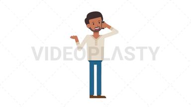 Indian Casual Man Talking on Phone Happy Stock Animation