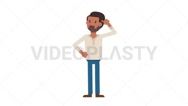 Indian Casual Man Thinking Stock Animation