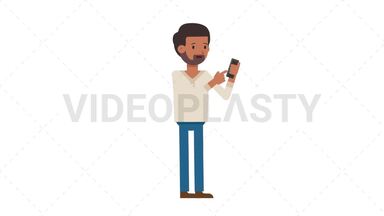 Indian Casual Man Using Phone Happy Stock Animation