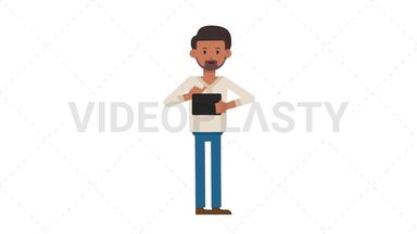 Indian Casual Man Using Tablet Happy Stock Animation