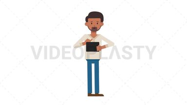 Indian Casual Man Using Tablet Sad Stock Animation