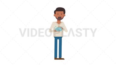 Indian Casual Man Washing Hands Stock Animation