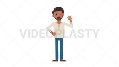 Indian Casual Man Waving Stock Animation