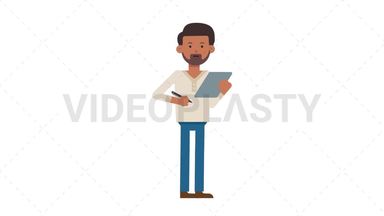 Indian Casual Man Writing on Clipboard Stock Animation