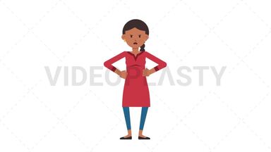Indian Casual Woman Angry Stock Animation