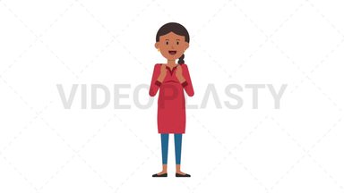 Indian Casual Woman Clapping Stock Animation