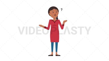 Indian Casual Woman Confused Stock Animation