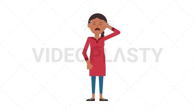 Indian Casual Woman Crying Stock Animation