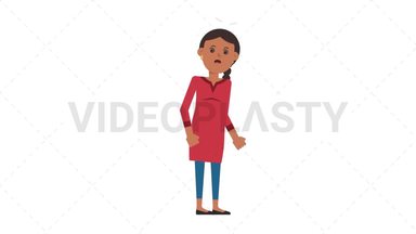 Indian Casual Woman Dizzy Stock Animation