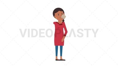 Indian Casual Woman Drinking Coffee Stock Animation