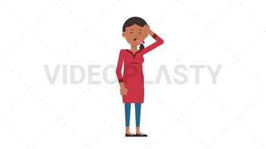 Indian Casual Woman Fever Stock Animation