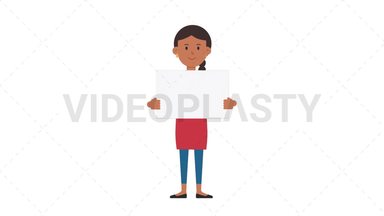 Indian Casual Woman Holding Poster Stock Animation