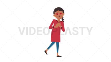 Indian Casual Woman In Love Stock Animation