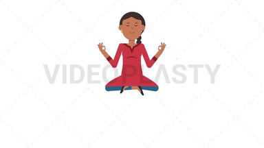 Indian Casual Woman Meditating Stock Animation