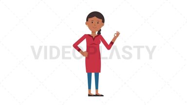 Indian Casual Woman OK Stock Animation