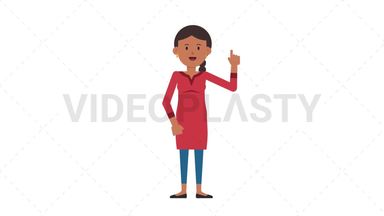 Indian Casual Woman Pointing Above Stock Animation
