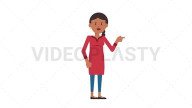 Indian Casual Woman Pointing Right Stock Animation