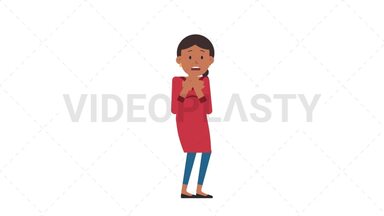 Indian Casual Woman Scared Stock Animation