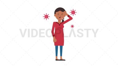 Indian Casual Woman Sick with Covid Stock Animation