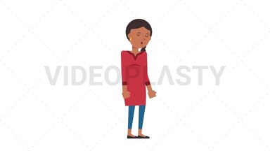 Indian Casual Woman Sleepy Stock Animation
