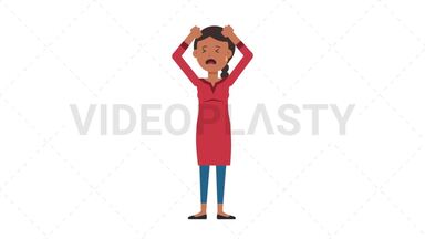 Indian Casual Woman Stressed Stock Animation