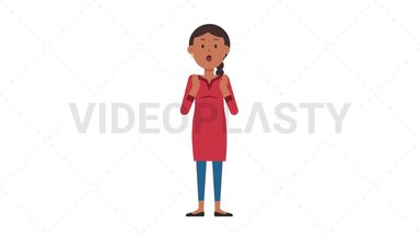 Indian Casual Woman Surprised Stock Animation