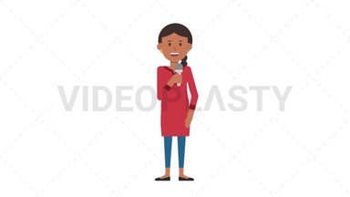 Indian Casual Woman Talking on Microphone Stock Animation