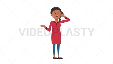 Indian Casual Woman Talking on Phone Happy Stock Animation