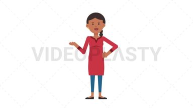 Indian Casual Woman Talking Stock Animation