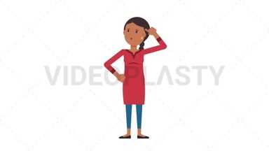 Indian Casual Woman Thinking Stock Animation