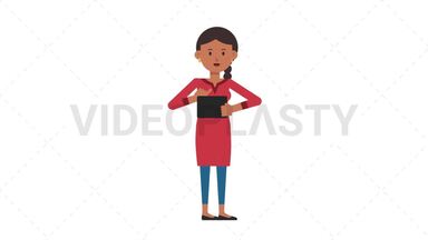 Indian Casual Woman Using Tablet Happy Stock Animation