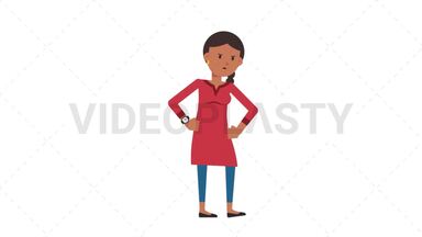 Indian Casual Woman Waiting Stock Animation