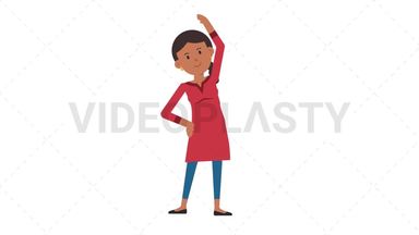 Indian Casual Woman Warmup Exercise Stock Animation