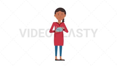 Indian Casual Woman Washing Hands Stock Animation