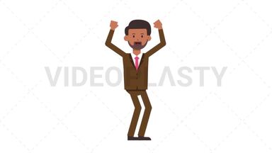 Indian Corporate Man Cheer Stock Animation