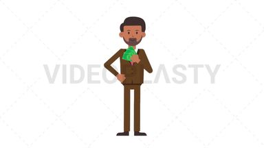 Indian Corporate Man Holding Cash Stock Animation