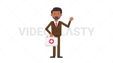 Indian Corporate Man Holding First Aid Kit Stock Animation