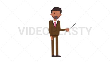 Indian Corporate Man Holding Pointer Stick Stock Animation