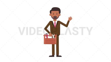 Indian Corporate Man Holding Toolbox Stock Animation