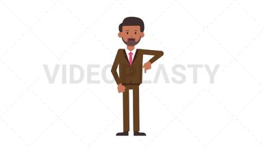 Indian Corporate Man Pointing Below Stock Animation