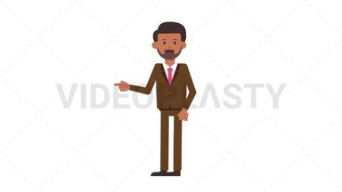 Indian Corporate Man Pointing Left Stock Animation