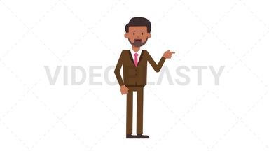 Indian Corporate Man Pointing Right Stock Animation