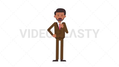 Indian Corporate Man Shortness of Breath Stock Animation