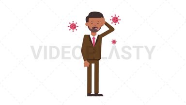 Indian Corporate Man Sick with Covid Stock Animation