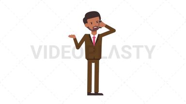 Indian Corporate Man Talking on Phone Angry Stock Animation