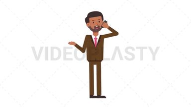 Indian Corporate Man Talking on Phone Happy Stock Animation